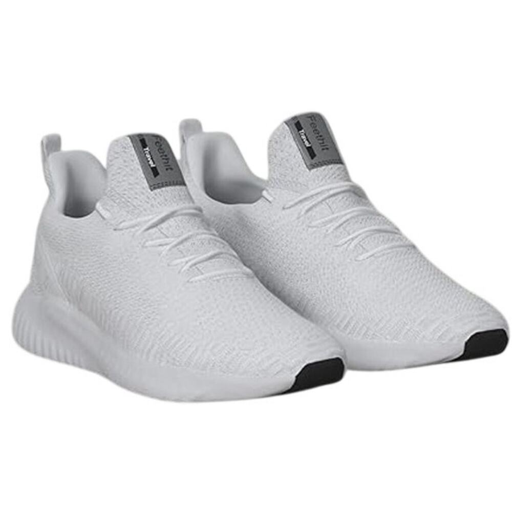 Feethit Mens Size 9 White Sneakers Lace Up Round Toe Lace Up Athletic Shoes